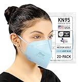 AccuMed BNX KN95 Face Mask Made in USA, KN95 Mask Disposable Particulate Protective Mask, GB2626-2019, Protection Against Dust, Pollen and Haze (20 pcs) (Earloop) (Model: E95M) Light Blue