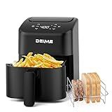 DEIME Air Fryer, Small Digital 2.8 Qt Airfryer Space Saving Compact, Bake, Reheat, Roasts for Quick Easy Meals, Mini Compact & Quiet, Nonstick & Dishwasher Safe Basket (Black+TR)