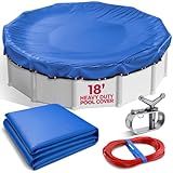 18 Ft Round Premium Heavy-Duty Winter Pool Cover - Royal Blue, Extra Thick and Durable, Tear-Proof, UV-Resistant, Reinforced Edges, Easy Install, All-Season Protection for Above Ground Pools