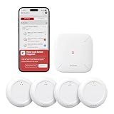 X-Sense Wi-Fi Water Leak Detector Kit, Smart Water Sensor Alarm with App Alerts and Ultra-Slim Design, Water Alarm Leak Detector for Basements, 4 Water Sensors and 1 Base Station, Model SWS0A41