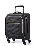 BAGSMART Underseat Carry On luggage Airline approved, 16-inch Softside Underseater Travel Suitcase with Spinner Wheels Lightweight Overnight Bag Small Rolling Carry-on for Women Men Weekender,Black