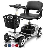 Vive 4 Wheel Mobility Scooter - Electric Powered Wheelchair Device - Compact Heavy Duty Mobile for Travel, Adults, Elderly - Long Range Power Extended Battery with Charger & Basket