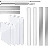12 Pcs Polymer Clay Cutter Tools, Acrylic Roller for Polymer Clay, Acrylic Sheet Rectangle Shape, Clay Rolling Pin, Modeling Clay Carving Tools, Shaping Knife for Clay DIY, Earing Making, Jewelry