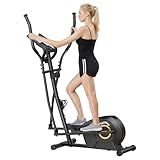 TANTISY Elliptical Machine for Apartments and Homes 8 Levels of Magnetic Resistance for a Whisper-Quiet Workout. Includes Pulse Rate sensors,15.5-inch Stride, and Supports Users up to 400 pounds