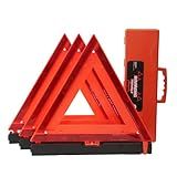 WORKKOOL Safety Triangles DOT Approved, Standard Warning Triangles Enmergency Reflector, Emergency Triangles for Vehicles with Carry Case(3 Pack,Without Sand)
