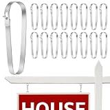 Daletu 16 PACKS Real Estate Sign Clips for Hanging Signs, Real Estate Sign Rider Clips, Metal Sign Clips to Hanging Sign Posts, Stainless Steel Fence Clips for Sale and Open House Signs