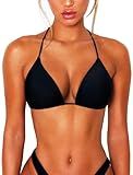 OZICERD String Bikini Tops for Women Bathing Suit Swim Tops Sexy Triangle Bikini Top Black M