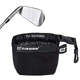 Club Scrub Pro Golf Club and Golf Ball Cleaning Bag, Waterproof Clean Face Technology Liner, Perfectly Dry Microfiber Exterior, Detachable Clip, Machine Washable, Cleans Club Grooves, Black Pro