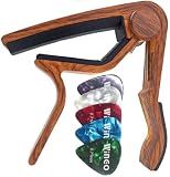 WINGO Guitar Capo for Acoustic Electric Guitars-Rosewood Color with 5 Picks