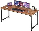 PRAISUN 55 Inch Computer Desk, Home Office Desk with Spacious Desktop, Modern Gaming Desk, Writing Study Table for Bedroom, Small Spaces, Work from Home Desk with Metal Frame, Rustic Brown