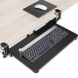 Zontera Ergonomic Mouse & Keyboard Tray Under Desk, Pull Out with Adjustable C-clamp, 20 (25.9 Including Clamps) x 11.8 Inch Slide Out Computer Keyboard Drawer Mouse Tray for Typing, Black