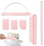2Pcs Cake Arch Guide Tool, Cake Swag Marker Tool Flip Cakes Decorating Ruler, Graduated Scale & Marking Divider Set, Pastry Tools Kit with 3 Extra Scrapers, Perfect for Baking & Decorating Cakes