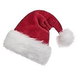 B-Land Unisex-Adult's Santa Hat, Christmas Hats for Adults Women Men Extra Thicken Xmas Holiday Hat with Comfort Liner Red 1 PC