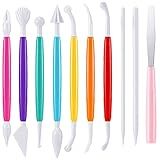 Outus 10 Pieces Plastic Clay Tools Clay Sculpting Modeling Double Head Ceramic Pottery Tool Kit Cook Decorating Tools for Crafts DIY Shaping and Sculpting, Assorted Colors