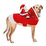 BWOGUE Santa Dog Costume Christmas Pet Clothes Santa Claus Riding Pet Cosplay Costumes Party Dressing up Dogs Cats Outfit for Small Medium Large Dogs Cats