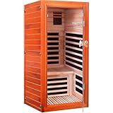 ToTibuy Far Infrared Sauna for Home 1 Person Indoor Wood Sauna Personal Spa Room 1065W 120V with Red Light Bluetooth Speakers 31.5"x31.5"x63"
