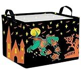 ASKETAM Halloween Basket Gift Cute Pumpkin Ghost Parties Decor Kid Trick or Treat Basket for Boys and Girls Rectangular Storage Bin Box (Dinosaur)