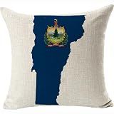 Aimery Flag Map of Vermont Pillowcase VermontLumbar Cushion Cover 18x18 inch Removable Invisible Zipper Color:Vermont