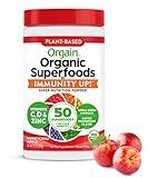 Orgain Organic Greens + 50 Superfoods Immunity Up! Powder, Honeycrisp Apple - Immune Support, Probiotics, Vitamin C, D & Zinc, Apple Cider Vinegar, Ashwagandha, Cordyceps & Reishi Mushrooms - 0.62lb