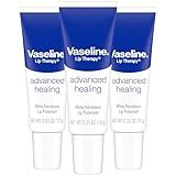 Vaseline Lip Therapy Advanced Healing 3-Pack – White Petroleum Moisturizing Lip Balm for Extremely Dry Lips, 0.35 Oz Ea