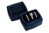 Beatrix & Luca 3 Ring Velvet Ring Box | Ring Holder | Jewelry | Proposal | Wedding | Ceremony | Engagement | Photography | Keepsake | Bridal Rectangle Triple (Midnight Blue Triple)