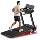 Treadmills for Home, 2.5HP Quiet Brushless Folding Treadmill with Heart Rate Sensor, Dual Cushion System, 303lbs Weight Capacity, Holder for Cup & Phone