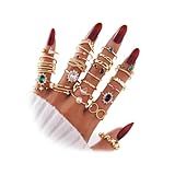 ZOVOLI Golden Boho Knuckle Rings Set for Women, Vintage Stackable Dainty Joint Finger Golden Jewelry Set with Love Pearl and Sparkling Crystals