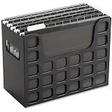 Pendaflex Portable Desktop File, Document Holder for Home and Office, Plastic Organizer Box, Side Handles, Hanging File Folders, Tabs & Inserts, Letter Size, 9-1/2 x 12-3/16 x 6 Inches, Black (23013)