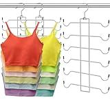 CLODSPAC Tank Top Hanger, 6 Tier Space Saving Bra Hangers, Closet Organizers and Storage, Dorm Room Essentials for Girls, Organization for Camisoles Sports Bras Strappy Dress Swimsuits Ties, 2 Pack