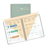Planner Pad Spiral Bound January-December 2026/ Calendar Year 6 3/4" x 8 1/2" Medium 3-Tier Funnel Down 12 Month Organizer, Greenish Grey Cover/Soft Green Ink
