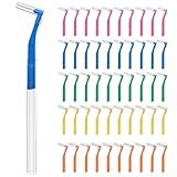 Fremouth 50 Count Angle Interdental Brushes for Braces, 5 Sizes, Extra Tight(0.6mm), Tight(0.7mm), Medium(0.8mm), Wide(1.0mm,1.2mm), L- Shaped Interproximal Floss for Dental Plaque Removal Health