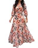 CHICME Womens Summer Boho Wedding Guest Vacation Maxi Dress-Multicolor-L