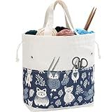 LeCorner Crochet Bag, Handy Knitting Project Yarn Bag, Crochet Accessories Yarn Storage Organizer, Knitting Bags and Totes for Crocheting on The Go, 12.5x13x5''