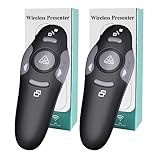(2 Units) Wireless Presentation Clicker for PowerPoint, Wireless Presenter Remote with Laser Pointer Slide Clickers for Mac/Windows/Linux, Computer/Laptop, Google Slide/PPT/Keynote