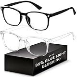 Blue Light Blocking Glasses - Fashion Square Eyeglasses, Anti UV Ray Computer Gaming Glasses Blue Blockers for Women/Men