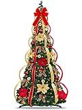 6 Ft Pre-Decorated Pop Up Full Christmas Tree Prelit 200 Warm White LED Lights 8 Modes Timer UL Plug in, 1 Minute Pull Up Collapsible Christmas Tree with 64 Ornaments for Indoor Outdoor Home Holiday