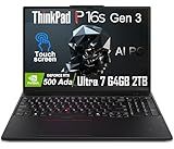 Lenovo ThinkPad P16s Gen 3 Mobile Workstation Laptop (16" FHD+ Touchscreen, Intel Core Ultra 7 155H, 64GB DDR5, 2TB SSD, NVIDIA RTX 500 Ada) AI PC for Designer, Engineer, 3-Year Warranty, Win 11 Pro