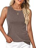 GKBK Women's Soft Cashmere Wool Blend Knit Sweater Vest Trendy Crewneck Sleeveless Tank Top for Business Casual and Old Money Fashion Coffee