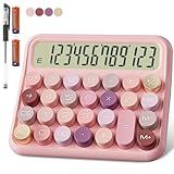 Mechanical Calculator 12 Digit Extra Large 5-Inch LCD Display, DECKLIT Battery Desk Calculator, Big Buttons Easy to Press Use as Office Calculators Desktop, 15°Tilt Screen for Kids Calculator(Rose)