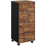 HOOBRO 7-Drawer File Cabinet, Wooden Office Cabinet with Drawers, Mobile Storage Filing Drawer for Home Office, Study, Easy Assembly, Rustic Brown and Black BF07WJ01