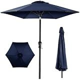 Best Choice Products 10ft Outdoor Patio Umbrella, Outdoor Table Umbrella, Yard Umbrella, Market Umbrella with 6 Sturdy Ribs, Push Button, Tilt and Crank - Navy Blue
