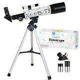 Koolpte Kids Telescope Ages 3+, 50mm Aperture, Tripod & Finder Scope | Two Eyepieces, Beginner Astronomy Telescope for Moon and Nature Viewing, Educational Space Toy, Ideal Gift for Boys Girls