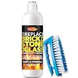 Fireplace Cleaning Set Fireplace Soot Remover with Scrub Brush for Brick, Stone, Rock, Tile, and Marble – Nonabrasive Brick Cleaner, Gentle Formula for Bricks & Glass Indoor and Outdoor -16.91 oz