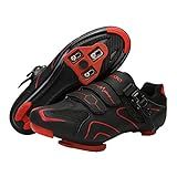 Unisex Cycling Shoes Compatible with pelaton Indoor Road Bike Riding Shoes for Men and Women Delta Cleats Clip Outdoor Pedal, (Black-red, M9)