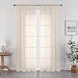 OWENIE Cream Sheer Curtains 84 inches Long 2 Panels Set for Bedroom Living Room, Soft Solid Living Room Sheer Curtain, Rod Pocket Light Filtering Curtains, 2 Pcs Each 42“ W x 84" L,Cream