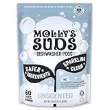 Molly's Suds Dishwasher Pods | Clean Dishwasher Detergent, Cuts Grease & Rinses Clean (Residue-Free) for Sparkling Dishes | 60 Auto-Release Tabs (Unscented)