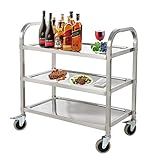DRM 3 Tier Stainless Steel Catering Service Cart Kitchen Trolley Kitchen Car Shelf Utility with Wheels