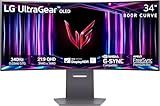 LG 34GS95QE 34-inch Ultragear OLED Curved Gaming Monitor WQHD 1440p 800R 240Hz 0.03ms AMD FreeSync Premium Pro NVIDIA G-Sync HDMI 2.1 DisplayPort Tilt/Height/Swivel Stand Black