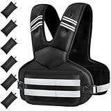 Adjustable Weighted Vest for Women and Men, 11-18lb Rucking Vest with 6 Ironsand Weights, Reflective Stripe and Storage Pocket for Running, Workouts, Strength Training