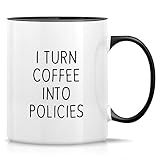 Retreez Funny Mug - I Turn Coffee Into Policies Insurance Agent 11 Oz Ceramic Coffee Mugs - Funny, Sarcastic, Motivational, Inspirational birthday gifts - White Mug with Black Handle and Inner